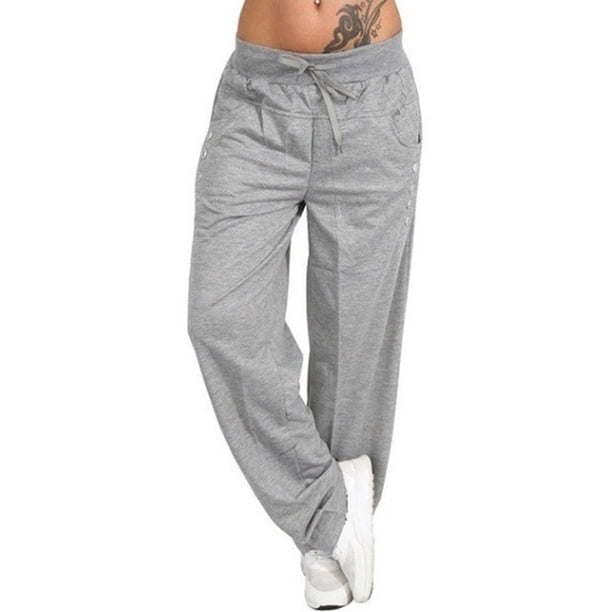 Qarigey Pantalones Pantalones deportivos sueltos Pierna recta Pantalones deportivos sueltos Pantalones de chándal casuales para mujer Prendas para la parte inferior del cuerpo Gris claro L Qarigey AP002164-03