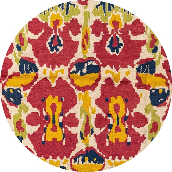 Ahgly Company Indoor Round Abstract Crimson Red Abstract Area Rugs, 3' Round