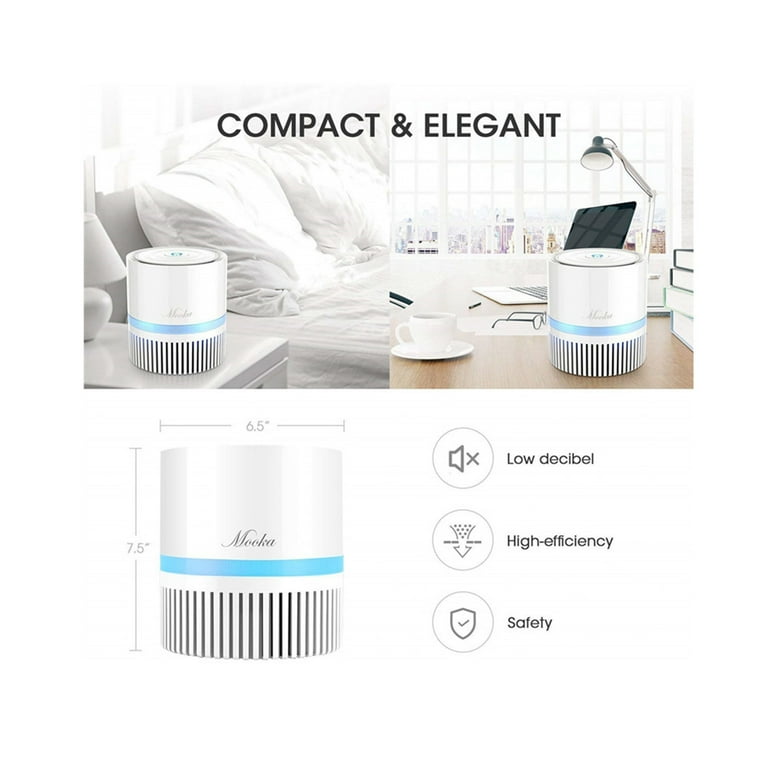 Mooka EPI810 3 in 1 True HEPA Indoor Home Air Purifier with Night Light