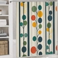 thumbnail image 5 of Mid-century Design Stripe And Dots Shower Curtain Sets with Rugs 4 Piece Non-Slip Rugs And Toilet Mat Lid Rug Accessories Mid Century Modern Lines 1950S Waterproof Shower Curtain for Bathtub Decor, 5 of 8