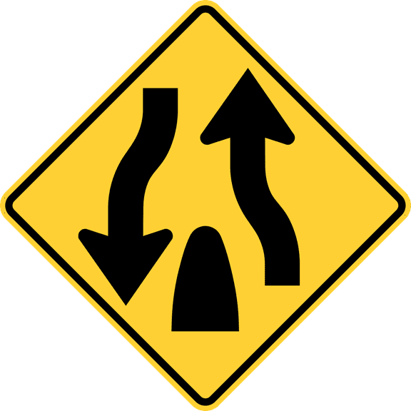 Traffic & Warehouse Signs - Divided highway ends (symbol) - Weather Approved Aluminum Street Sign, 0.04 Thickness - 10" X 7"