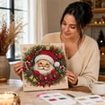 thumbnail image 5 of Christmas Santa Wreath Diamond Painting Kit, 5D Full Drill Pearl Bead Art Craft for Adults, Shimmering Gemstone Mosaic Wall Decor, Holiday DIY Canvas with Frame, Seasonal Home Decoration Gift, 5 of 8