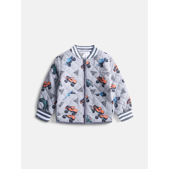 Monster Jam Toddler Boys Quilted Bomber Jacket, Sizes 12M-5T
