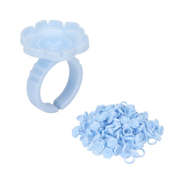 Anillo de pegamento para extensión de pestañas, 100 unidades de anillos de pegamento de flores, anillos de pegamento para pestañas, anillos de pegamento de flores, solución innovadora