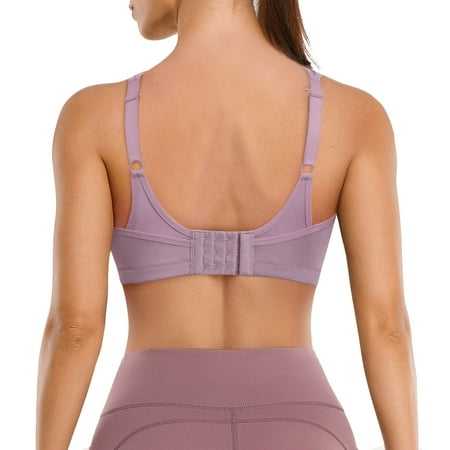 

KUMAYES Women s High Support Sports Bra Full Coverage Bounce Control Wirefree Adjustable Straps Hook Camisole Top