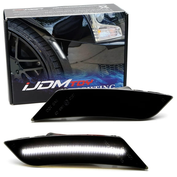 Smoked Lens 27-SMD White Full LED Bumper Side Marker Light Kit For 2013-2014 Cadillac ATS, 2017-up Cadillac XT5; For 2019-up Chevy Blazer, Replace Amber Sidemarkers