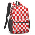 thumbnail image 2 of Red and White Checkered Pattern 17" School Backpacks for Teens,Waterproof Oxford Fabric,S-Shape Padded Straps for School,Travel,Hiking,Camping, 2 of 6