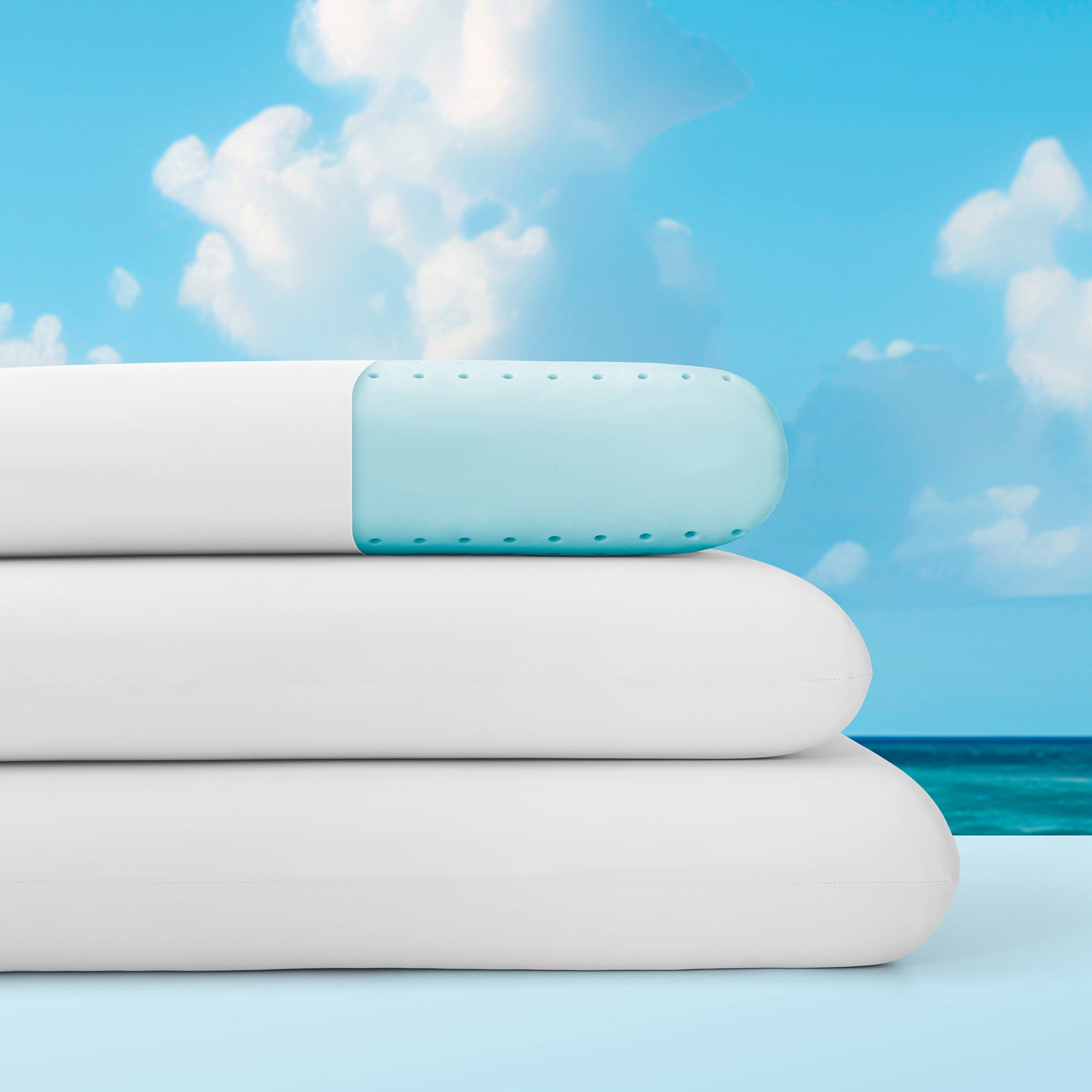 SLEEP ZONE Cooling Memory Foam Pillow Medium Firm Support for Back, Stomach and Side Sleepers (White, Queen, 1 Pack)