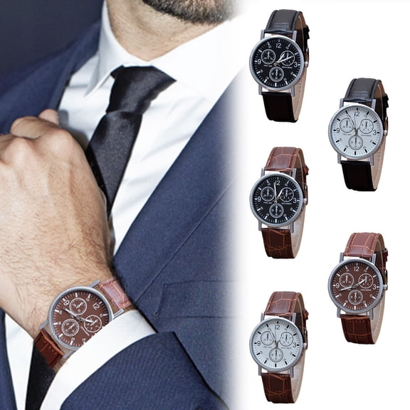 Resicozy Watches for Men with Leather Strap Dress Watch Quartz Wrist Watches Business Casual Watches Gifts Brown with White Face