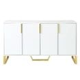 thumbnail image 6 of White sideboard with gold metal legs and marble - sticker tabletop for light luxury kitchen look, 6 of 7