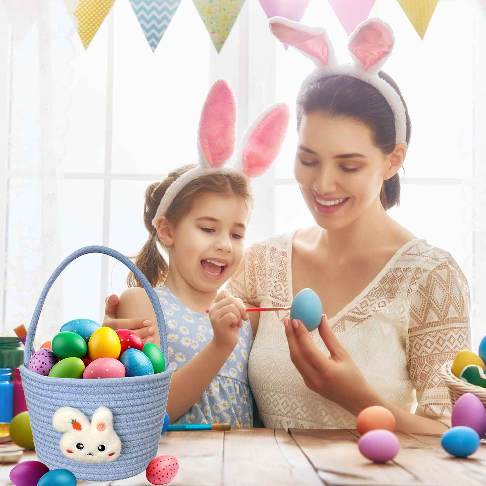 Easter Storage Bunny Decorative Thread Basket Desktop Coffee Table Miscellaneous Cosmetics Sundries Living Room Food Storage