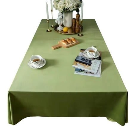 

2 Pcs Rectangular Tablecloth solid Color Silk Velvet Tablecloth Washable stain Resistance Wrinkle Free Table Cover For Restaurant Christmas Halloween Party Picnic Outdoor -Green B-140*360cm