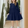 thumbnail image 6 of bbymog Dresses for Girls 10-12 Solid Color Fluffy Long Sleeve Layered Dress Girls Clothes Blue 12 Years, 6 of 6