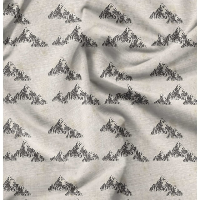 Soimoi White Moss Georgette Fabric Mountain Nature Printed Fabric 1 Yard 42 Inch Wide