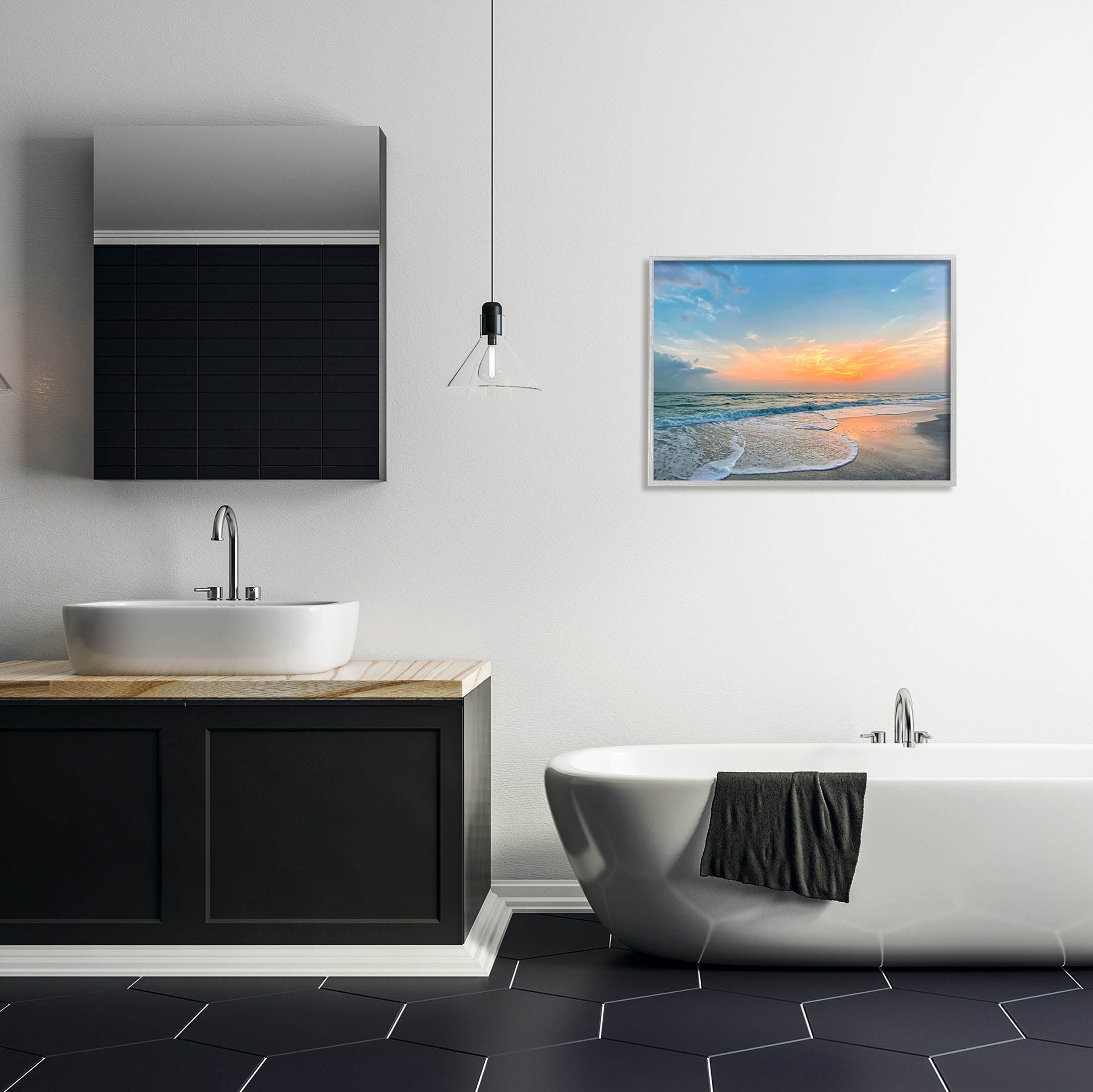 Stupell Industries Layered Beach Foam Sunrise Photograph Gray Framed Art Print Wall Art, Design by Mary Lou Photography