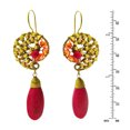 thumbnail image 2 of Graceful Teardrop Red Coral Brass Embellished Earrings, 2 of 3