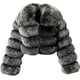 thumbnail image 2 of loveimgs Abrigo de piel sintética mullida para mujer, chaqueta recortada, chaqueta acolchada con cremallera, chaqueta de peluche cálida y difusa para invierno, 2 of 5