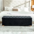 thumbnail image 3 of S-HOME 60.2 Inch Wide Chenille Upholstered Storage Bench With Tufted Flip-Top Design For Living Room And Bedroom Use，Black, 3 of 8