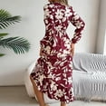 thumbnail image 5 of PuLe Long Sleeve Dress for Women Fall Floral Vacation Dresses for Women 2024 Trendy V-Neck Ruched Long Sleeve Dress Casual Fashion Boho Dresses for Summer, 5 of 7