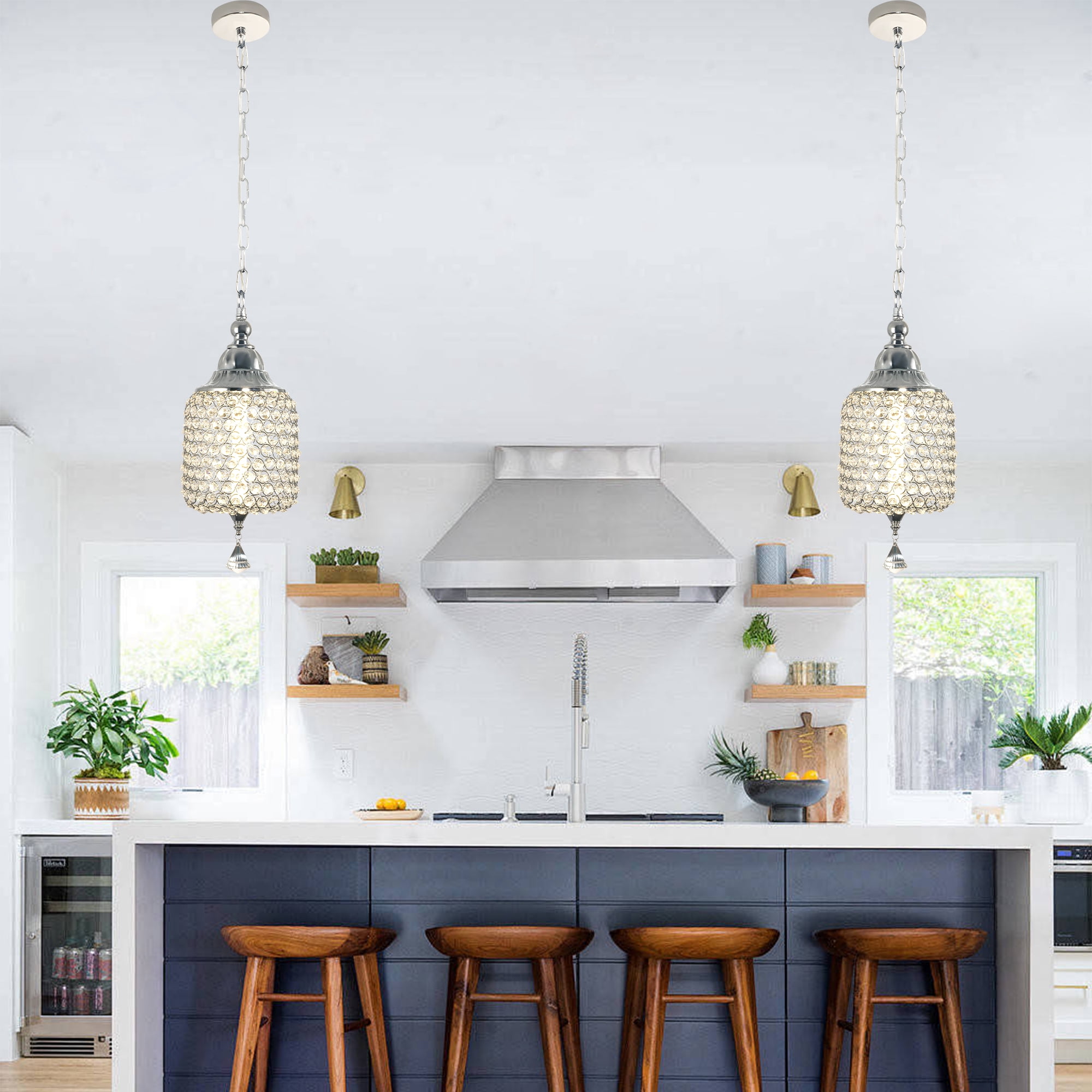 Chords Attic 1-Light Crystal Pendant Lighting Adjustable LED Ceiling Hanging Light Fixtures Fixture for Kitchen Island