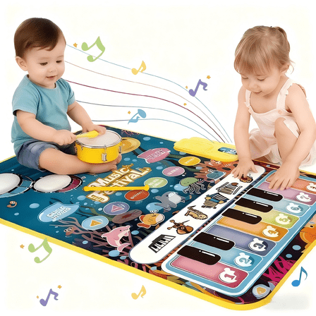 Infant Musical Play Mat: 2-in-1 Piano Drum Toy for 1-3 Year Olds, Birthday & Holiday Gifts (32" x 20")