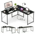 thumbnail image 1 of Giantex 95 Inch Reversible Corner Desk, L-Shaped Computer Desk w/Monitor Stand & 3 Cable Holes, 2-Person Long Study Writing Desk for ome Office, Black, 1 of 9