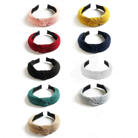 9 Pack Wide Headbands Knot Turban Headband Hair Band Elastic Plain Fashion Hair Accessories for Women and Girls