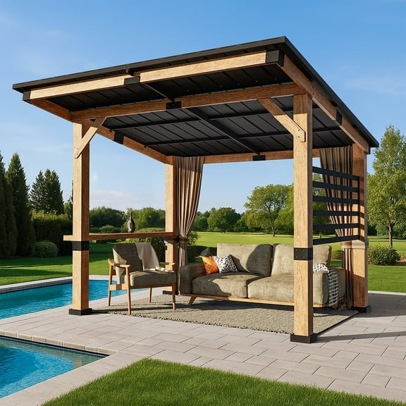 Meetleisure Wood Patio Gazebo, 10 Ft. X 12 Ft.