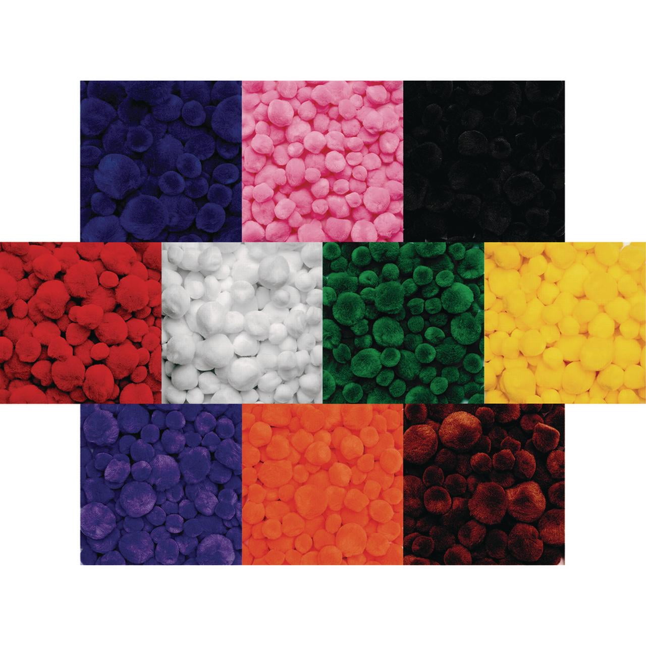 Colorations Single Color Pom-Poms, Value Pack ? Set of 10 Colors