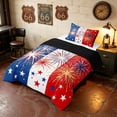 thumbnail image 2 of Manfei Firework Star Twin Comforter Sets, Red White Blue Stripe Bedding Set, Black Reversible 2-Piece, 1 Comforter and 1 Pillowcase, 2 of 6