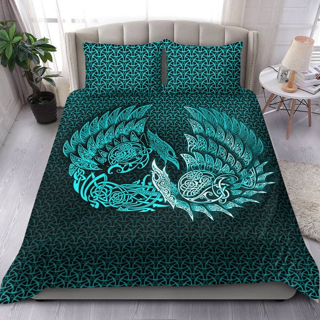 Juego de Cama Vikingo Ragnarok Huginn Muninn Versión Cian Juego de Cama Rlt12