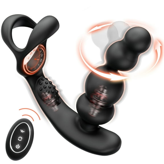 KERERO Anal Toys with 10 Vibrating & 3 Rotation Modes,Prostate Massager Anal Adult Toys for Men,360°Anal Butt Plug Vibrator with Penis Ring,Sex Toys for Men