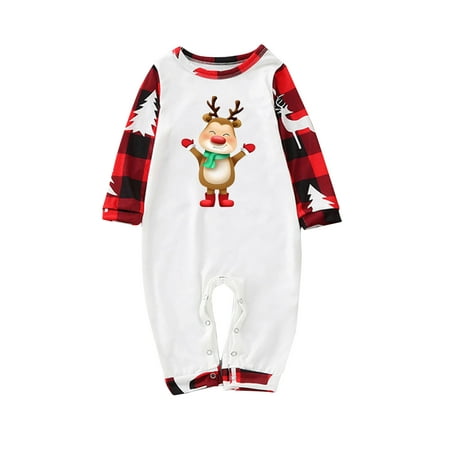 

Honeeladyy Christmas Family Pajamas Fashionable Christmas Print Family European And American Pajamas Parent-child Suit Baby Red Clearance under 5$