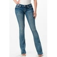 thumbnail image 2 of Grace in LA Women's Western Steerhead Feather Embroidered Stretch Bootcut Jeans (31, Blue), 2 of 3