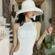 thumbnail image 2 of Summer Hat New Female Sun Hat Folding Beach Hat Big Brim Travel Sunscreen Hepburn Wind Sun Hat Travel, 2 of 4
