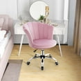 thumbnail image 2 of Costway Velvet Petal Shell Office Chair Adjustable Swivel Accent Vanity Armchair Pink, 2 of 9