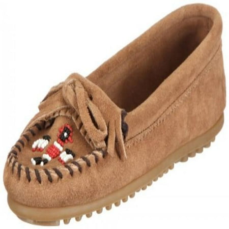 Women's Minnetonka Moccasin ThunderBird II Boat Sole-7.5-Taupe Suede