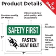 thumbnail image 2 of Fasten Seat Belt OSHA SAFETY FIRST Vinyl Decal Label 7 Inch x 5 Inch - 5 Pack, 2 of 6