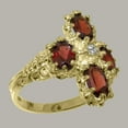 thumbnail image 2 of LBG British Made 9k Yellow Gold Natural Diamond & Garnet Womens Statement Ring - 33 size options - Size 9, 2 of 6