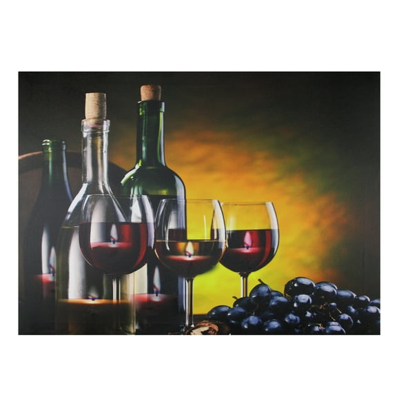 Northlight 15.75" LED Lighted Flickering Wine, Grapes and Candles Canvas Wall Art 11.75" x 15.75"