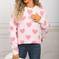 thumbnail image 5 of Fengactive Heart Sweater for Women Valentines Cute Print Crewneck Long Sleeve Oversized Sweaters Knit Pullover Tops, 5 of 7