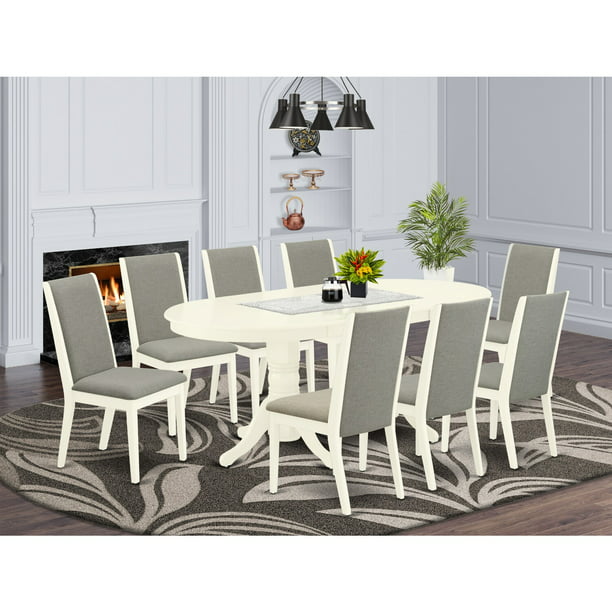 East West Furniture Vala9 Lwh 06 9, 8 Person Table And Chairs