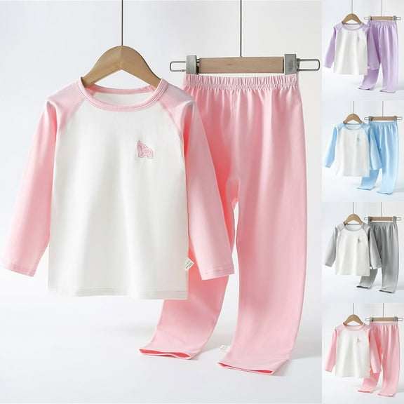 THDHVS Girls Pajamas,Pajamas for Kids,Two-Piece Patchwork Color Pajama Set for Boys Girls Soft Pajamas for Kids Family Matching PJs Gray 4-5 Years