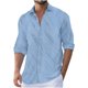 thumbnail image 2 of Blusa y camisa de manga larga con cuello vuelto para hombre, cárdigan liso a la moda con cuello vuelto, blusa de poliéster con botones para hombre, 2 of 6