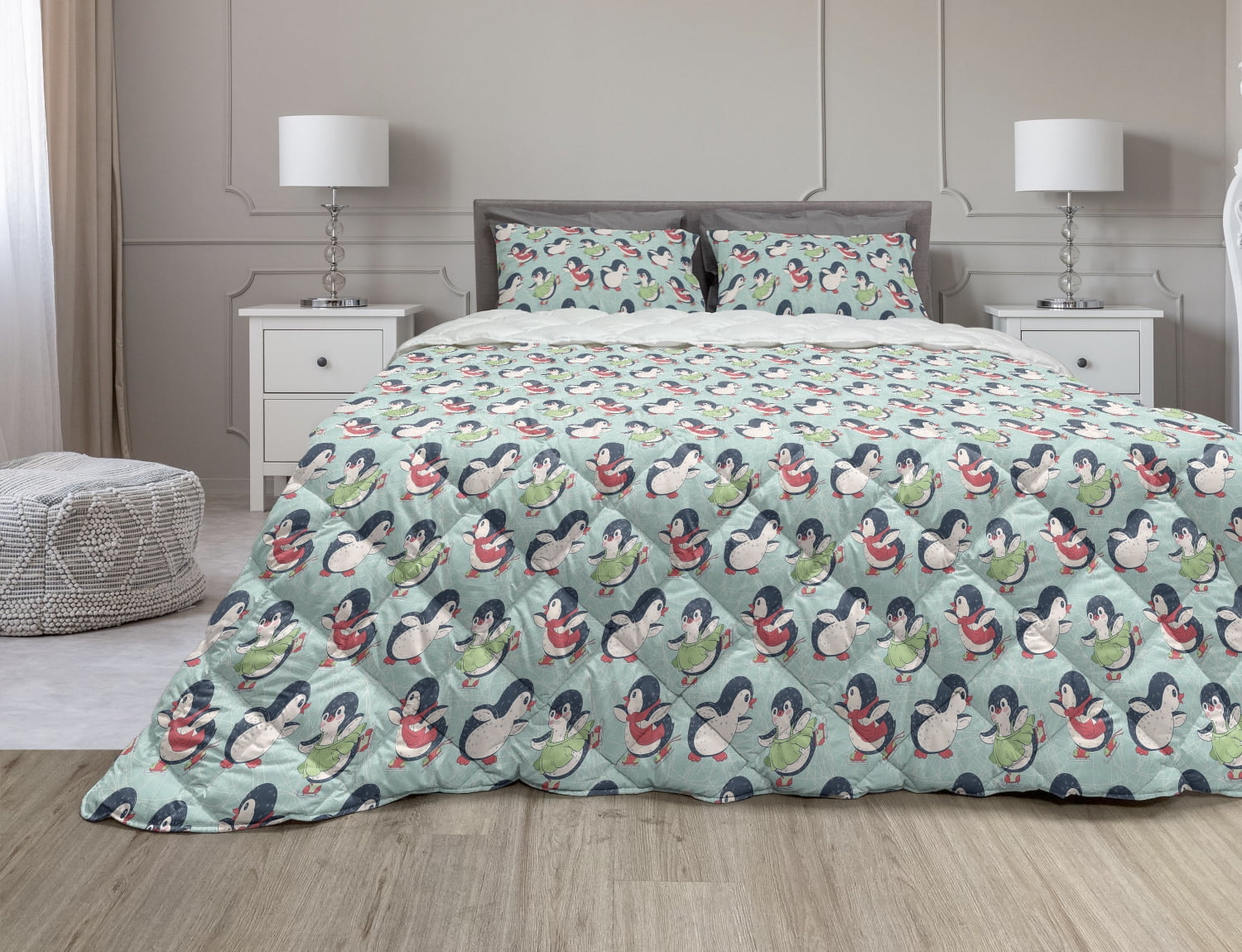 skating penguin duvet