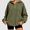 thumbnail image 2 of Wxolcjlv Solid Quarter Zip Hoodies for Women Long Sleeve Pullover Tops, 2 of 6