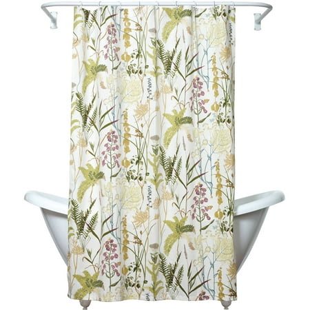 Zenna Home India Ink Huntington Fabric Shower Curtain, Floral Ivory
