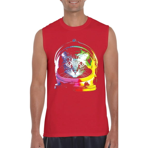 Normal is Boring - Men's Graphic T-Shirt Sleeveless, up to Men Size 3XL - Space Cat