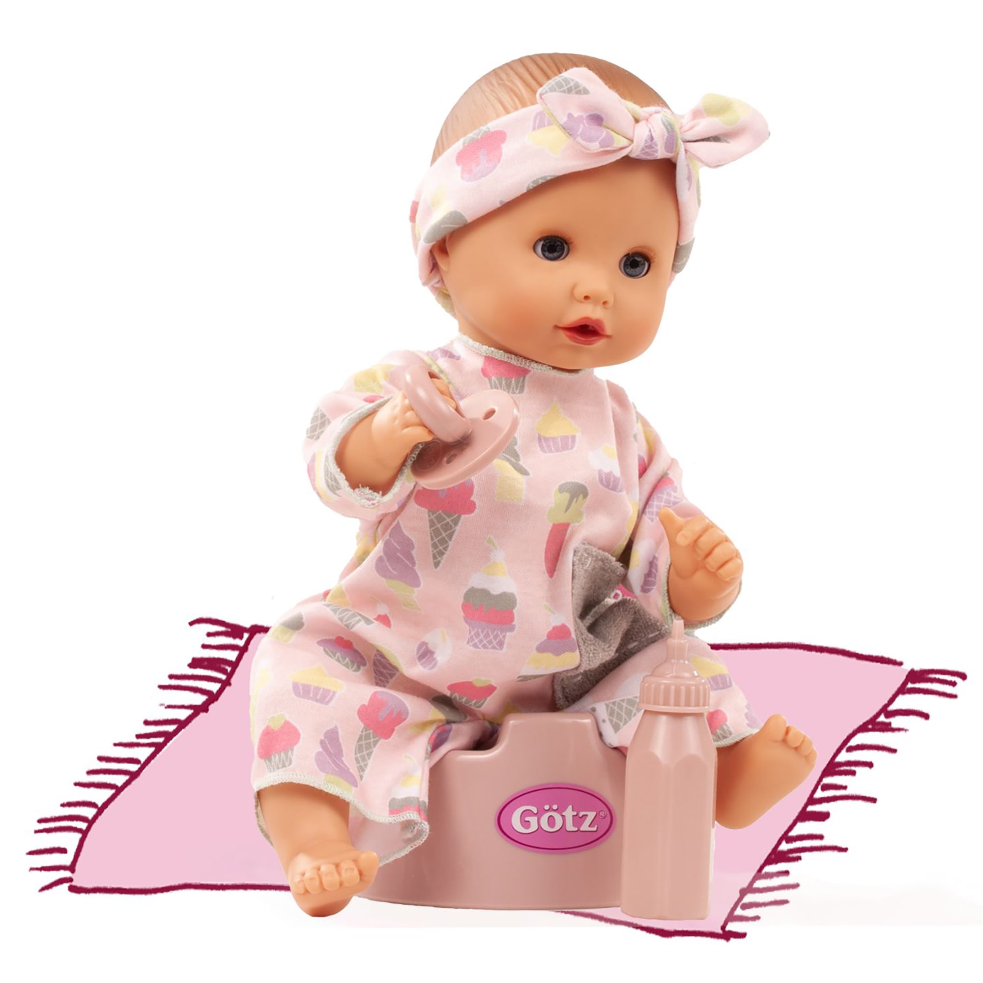 Gotz Sleepy Aquini Popsicle - 13" Drink & Wet Bath Baby Girl Doll with Potty, Bottle and Pacifier