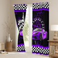thumbnail image 3 of Manfei Boys Cartoon Automobile Curtains Pack of 2 (42x84 Each), Purple Sports Car Curtains Blackout, Buffalo Checkered Flag Bedroom Curtains, Curtains and Drapes Home Decor, 3 of 6